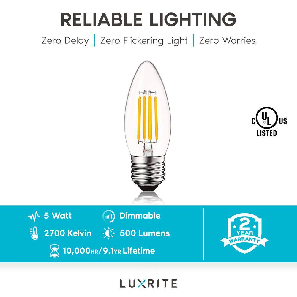 Vintage Clear Glass Dimmable LED Edison Filament Bulbs, 6-Pack