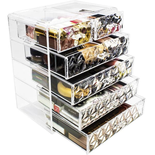 Sorbus Clear Makeup Organizer with Diamond Design MUP-STRG42DIA - The Home  Depot