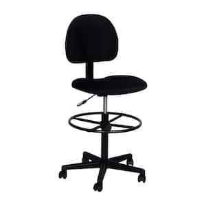 47.75 in. Black Backless Plastic 47.75 in. Bar Stool with Fabric Seat