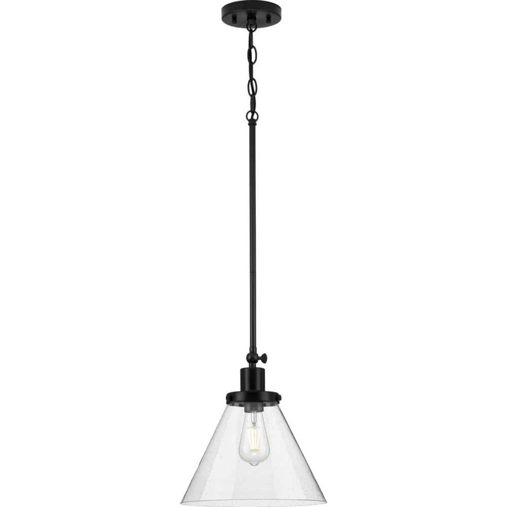 Hinton 1-Light Matte Black Seeded Glass Industrial Pendant Light price history on PriceWatchPro