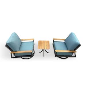 Manbo 3-Piece Swivel Aluminum Wicker Patio Conversation Deep Seating Set with Acrylic Cast Breeze Cushions