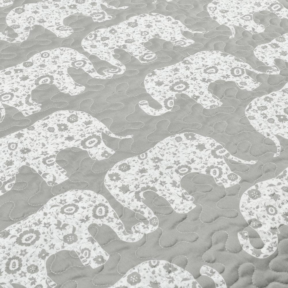 Full Gray Elephant Parade Sherpa Fleece Blanket