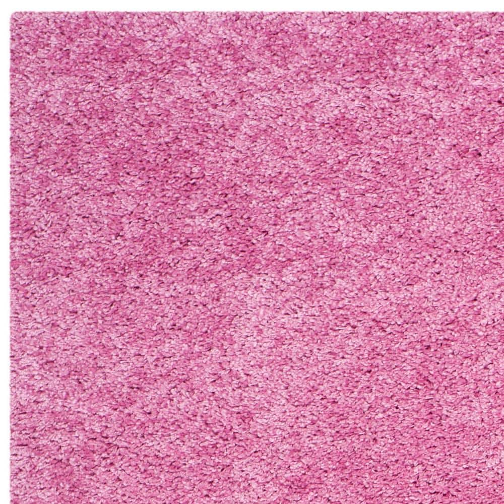 Pink Hand-Knotted Synthetic Shag Area Rug