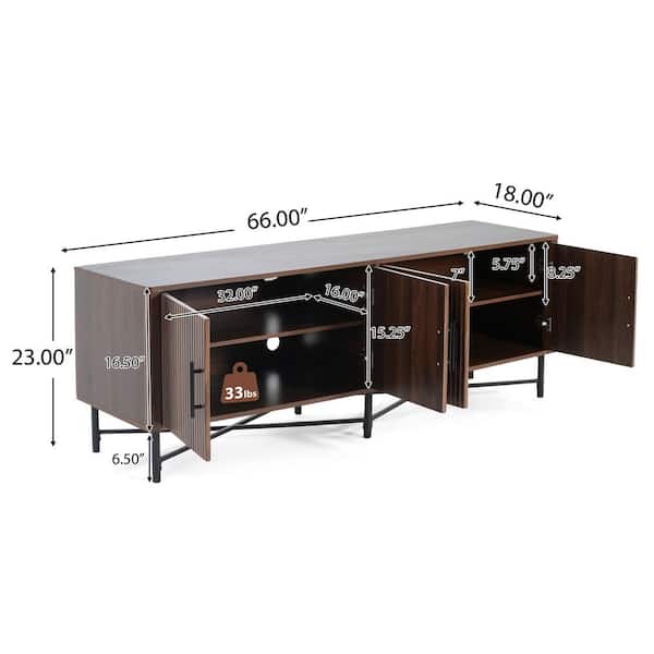 Lycvki 66 in. W x 18 in. D x 23 in. H Brown Linen Cabinet with