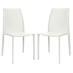 Korbin White Bonded Leather Side Chair (Set of 2)