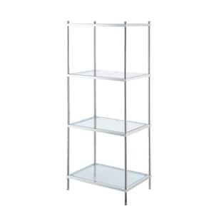 Royal Crest 43 in. Chrome Glass 4-Shelf Accent Bookcase