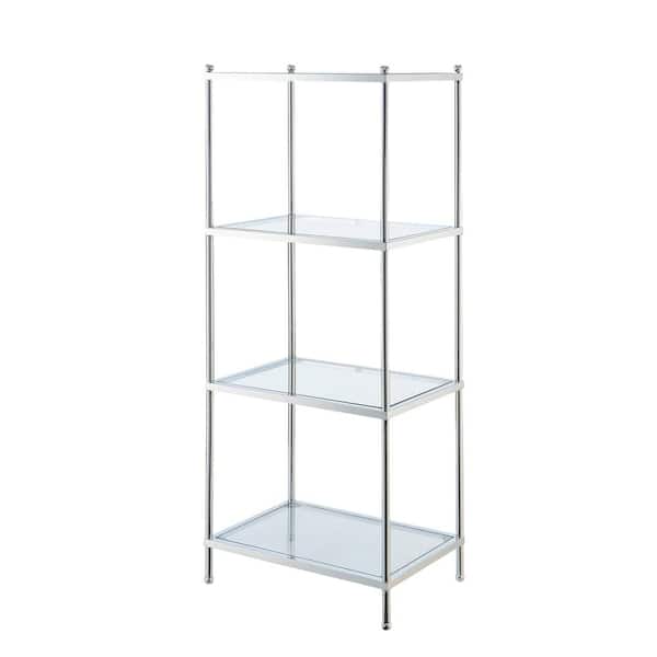 Convenience Concepts Royal Crest 43 in. Chrome Glass 4-Shelf Accent Bookcase