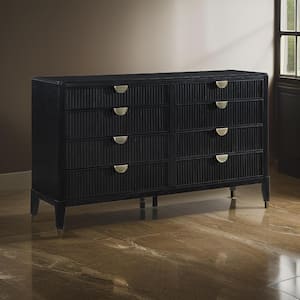 Black and Gold 8-Drawers 66.25 in. Dresser Without Mirror