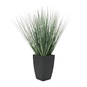 19 in. H Onion Grass Artificial Plant with Black Plastic Pot