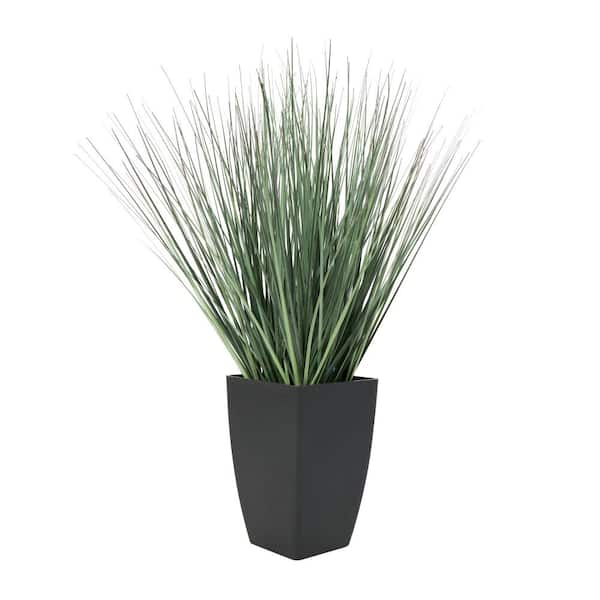 Litton Lane 19 in. H Onion Grass Artificial Plant with Black Plastic Pot