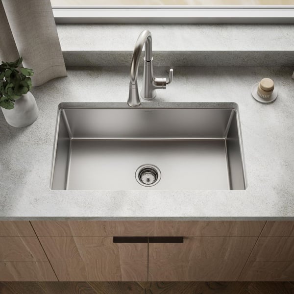 Cursiva Stainless Steel 33 in. Single Bowl Drop-in Kitchen Sink