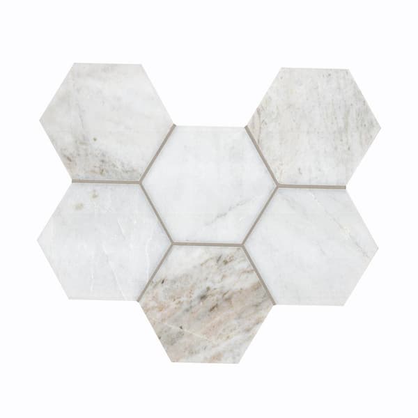 Arabescato Venato White 10 in. x 13 in. Hexagon Honed Marble Mosaic Tile (8.98 sq. ft. /Case)