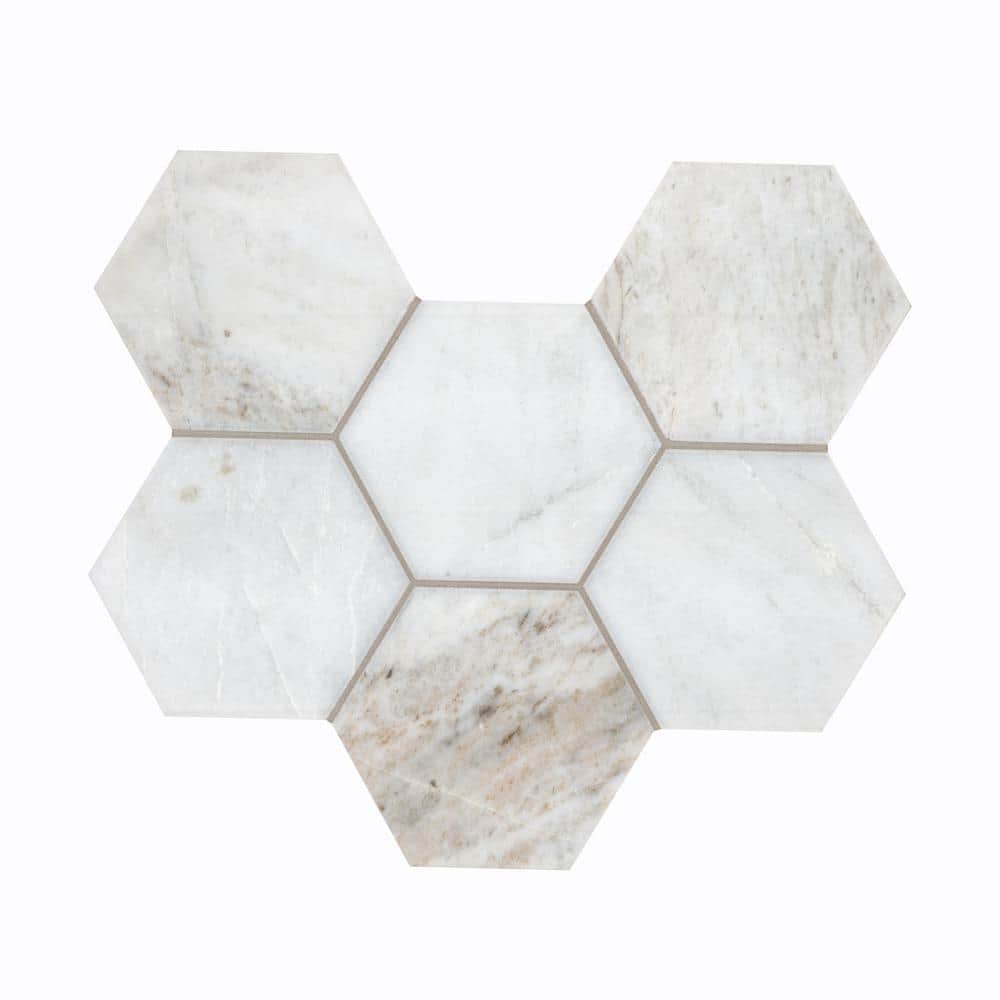 Take Home Sample-Arabescato Venato White 4 in. x 4 in Hexagon Honed Marble Mosaic Tile price history on PriceWatchPro
