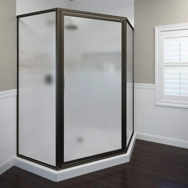 Basco Deluxe 23-3/8 in. x 68-5/8 in. Framed Neo-Angle Hinged Shower Door in Oil Rubbed Bronze