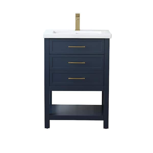 Arlo 24 in. W x 18 in. D x 34 in. H Bath Vanity in Indigo Blue with White Ceramic Top