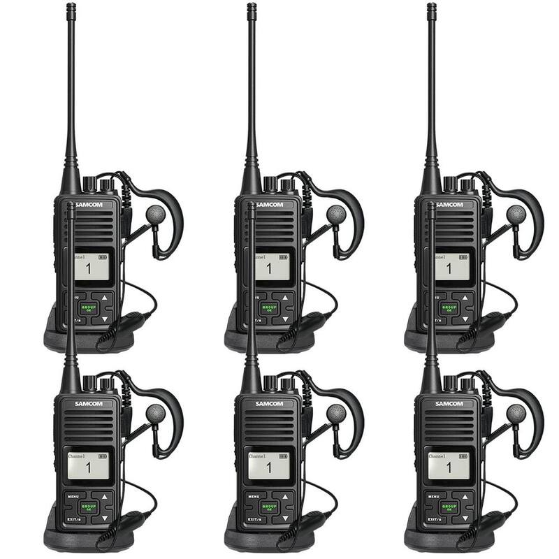 Programmable 5 Mile Range Rechargeable Waterproof Digital 2-Way Radio with Charger 6-Pack