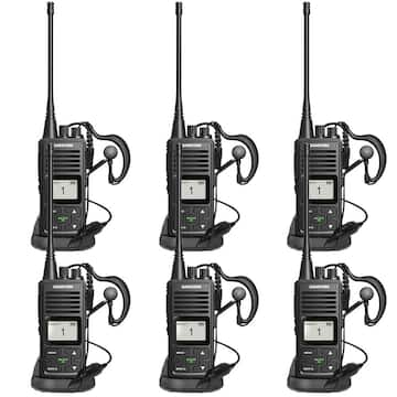 Programmable 5 Mile Range Rechargeable Waterproof Digital 2-Way Radio with Charger 6-Pack