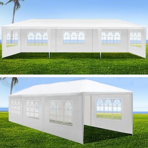 10 ft. x 30 ft. White Wedding Party Canopy Tent Outdoor Gazebo with 8 Removable Sidewalls