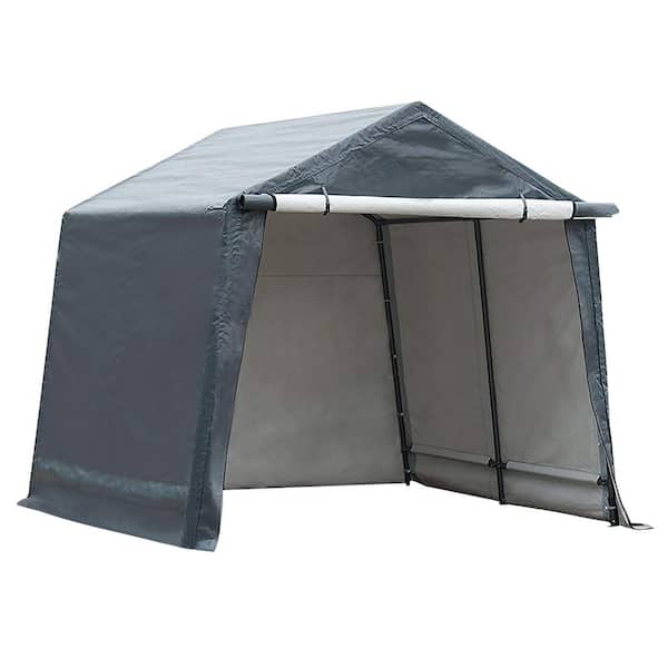 Abba Patio 10 ft. W x 10 ft. D x 8.7 ft. H Dark Grey Roof Steel Carport