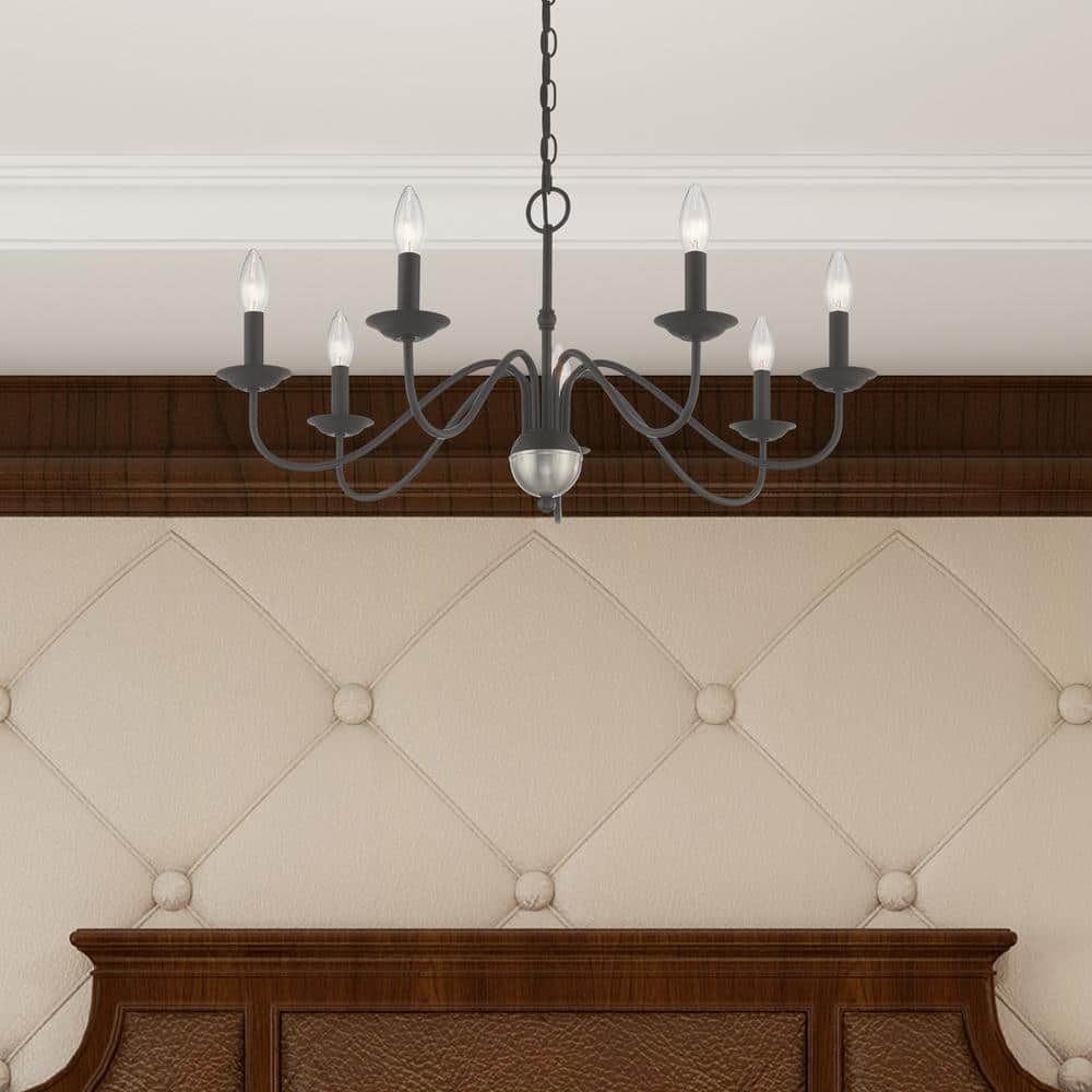 Windsor Elegance 7-Light Traditional Black Steel Chandelier