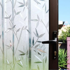 17.7 in. x 78.8 in. No Glue Self Static Removable Frosted Glass Privacy Window Film, Bamboo