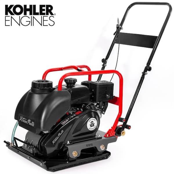 XtremepowerUS 6 HP 208 cc Kohler Gas Engine Vibratory Plate Compactor with 3.15 Gal. Water Tank, 3000 lbs. Compaction Force