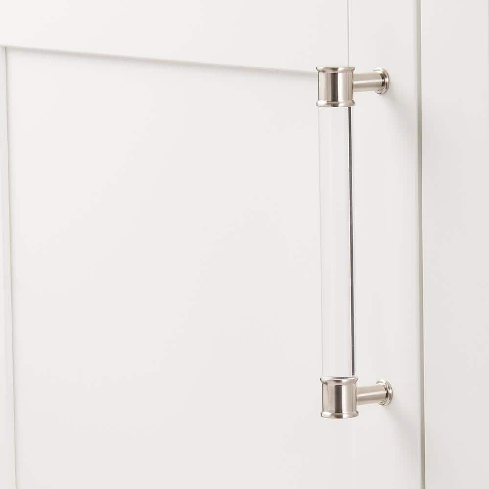 7-inch Clear Acrylic and Satin Nickel Bar Cabinet Pull