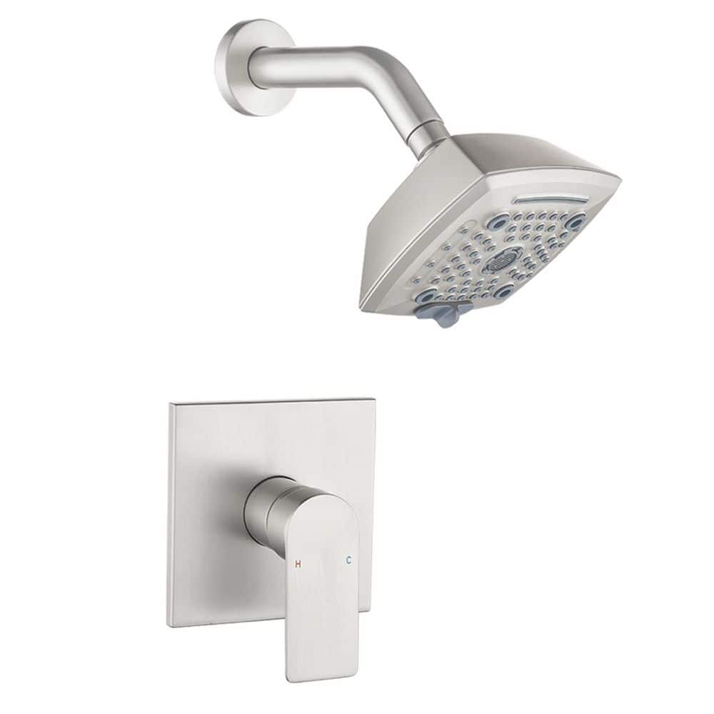 Single Handle 6-Spray Wall Mount Shower Faucet 1.8 GPM with Pressure Balance Brass Shower System in Brushed Nickel price history on PriceWatchPro