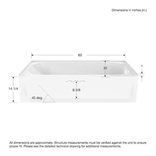 Bootz Industries Aloha Plus 60 in. x 32 in. Alcove Soaking Bathtub