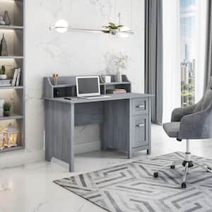 48 in. Rectangular Gray 2 Drawer Writing Desk with Hutch