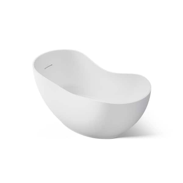KOHLER Ceric 65 in. Resin Freestanding Flatbottom Bathtub in White