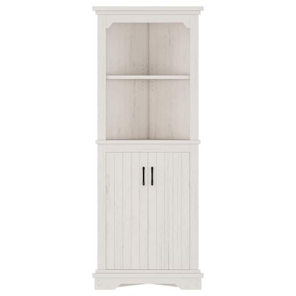 Tatahance Beige Wood 69.4 in. H Tall Corner Storage Cabinet with