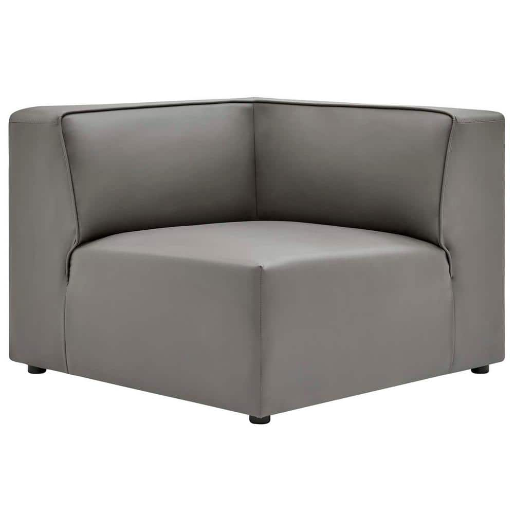 MODWAY Mingle 37 in. Gray Faux Leather 1 Seat Corner Chair Sofa EEI 4625 GRY The Home Depot