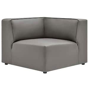 Mingle 37 in. Gray Faux Leather 1-Seat Corner Chair Sofa