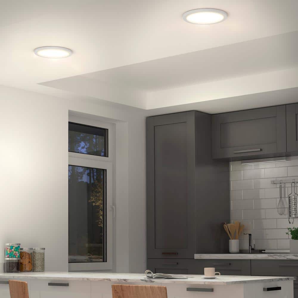 Europa Disk 9 in. 1-Light White Modern Integrated LED 3 CCT Flush Mount Ceiling Light Fixture for Kitchen or Bedroom price history on PriceWatchPro