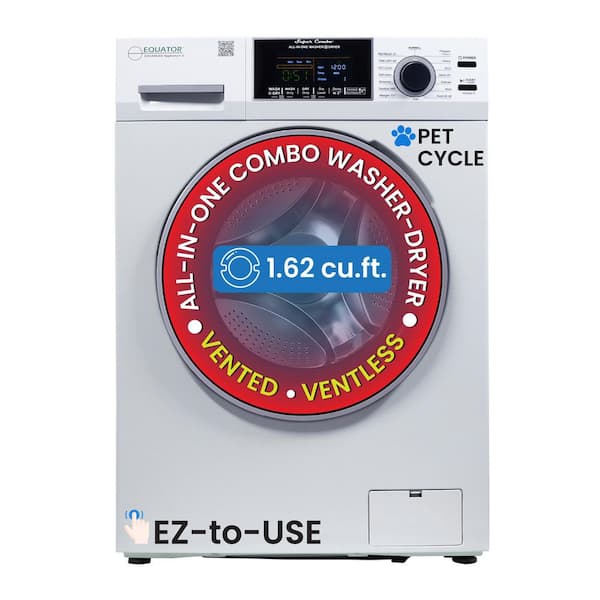 1.62 cu.ft. Pet Compact 110V Vented/Ventless 15 lbs Sani Washer Dryer Combo 1400 RPM in White