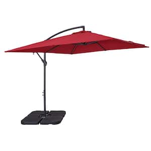 8.5 ft. Outdoor Cantilever Patio Umbrella Waterproof and UV Resistant in Red (Umbrella base not included)