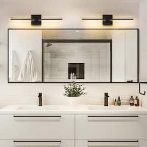 Hallum 23.6 in. 1-Light Modern Black Aluminum Linear Wall Light Dimmable Integrated LED 3000K Bathroom Vanity Light Bar