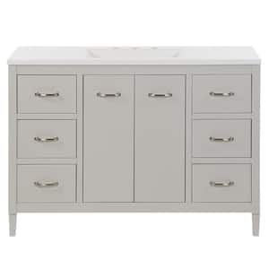 Marrett 48 in. W x 19 in. D x 35 in. H Single Sink Freestanding Bath Vanity in Light Gray with White Cultured Marble Top