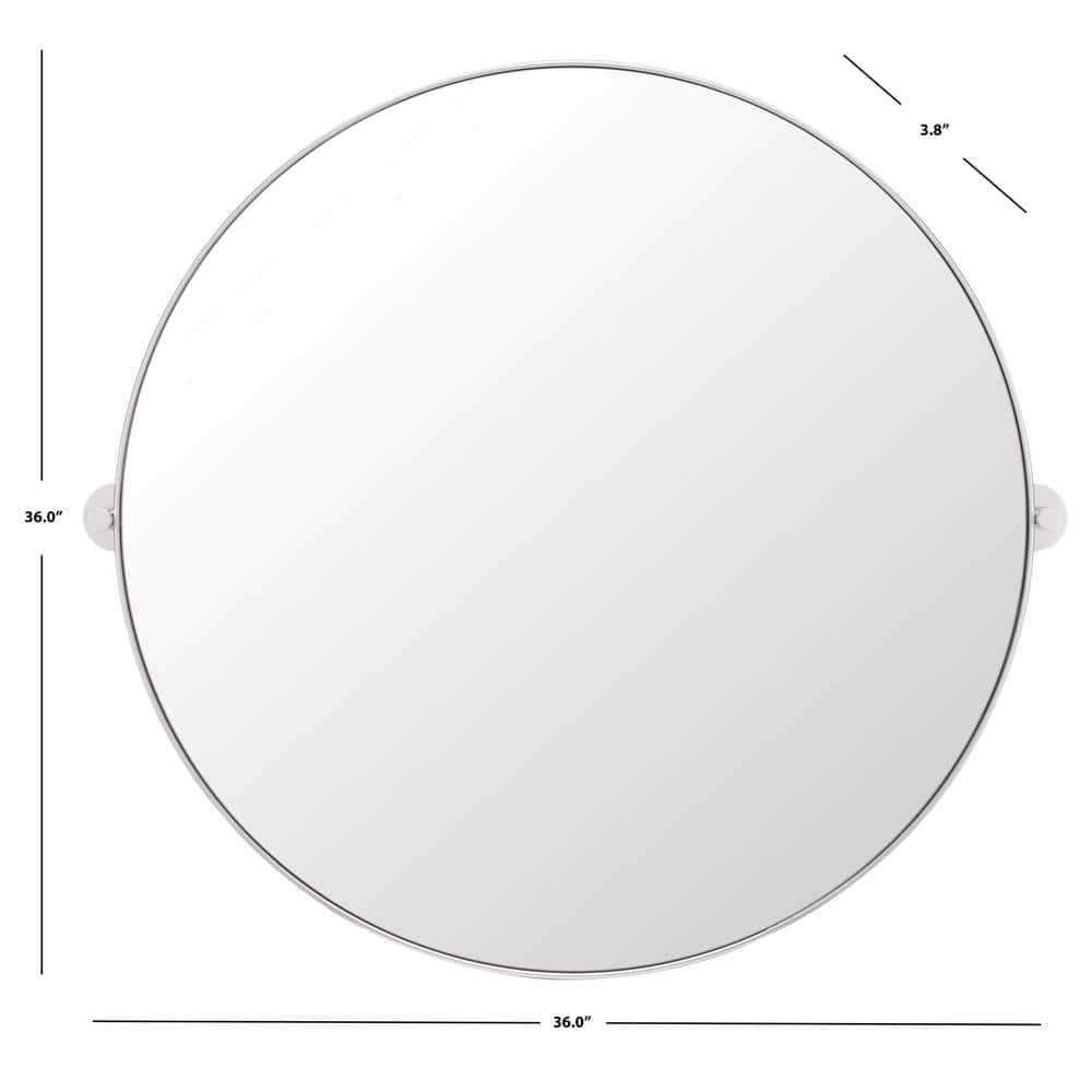 Eldia 36" Round Silver Polished Wood Frame Mirror