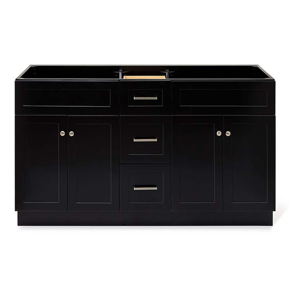 Hamlet 60'' Black Double Freestanding Bathroom Vanity Cabinet
