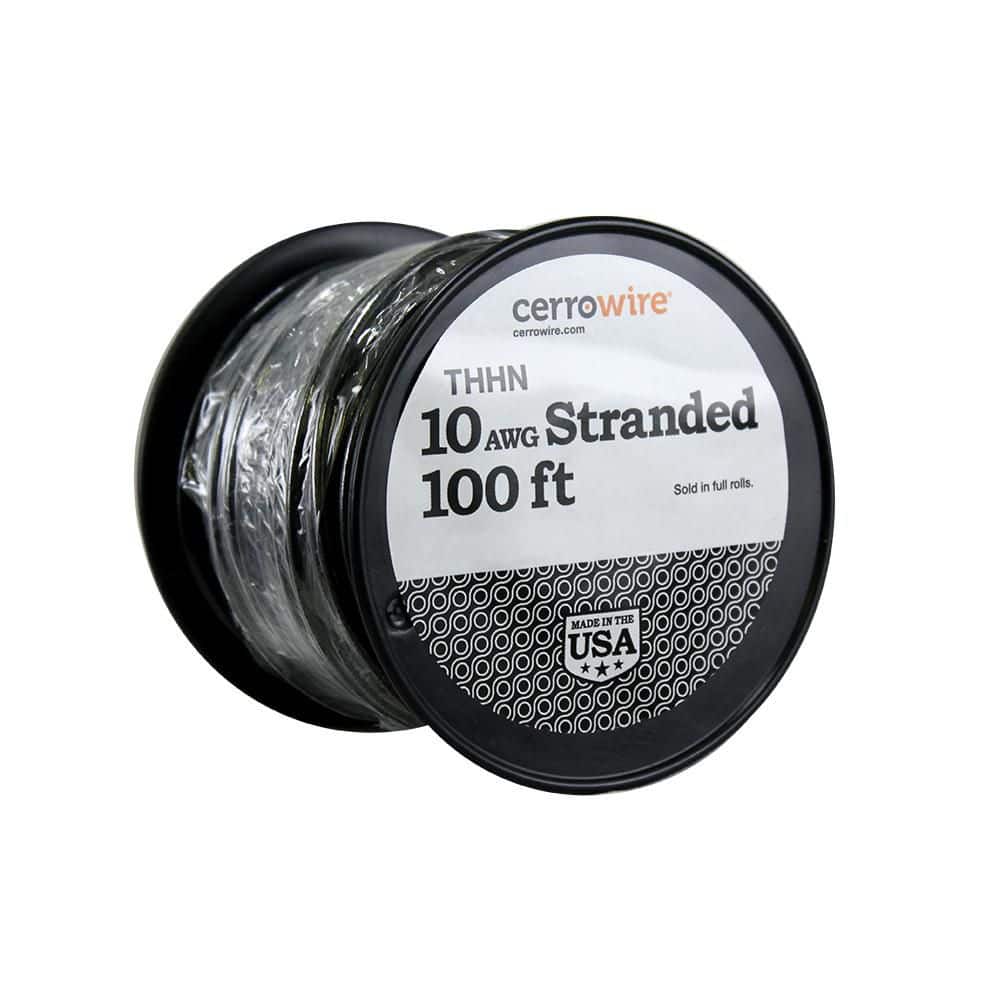 Cerrowire 100 ft. 10 Gauge Black Stranded Copper THHN Wire 112