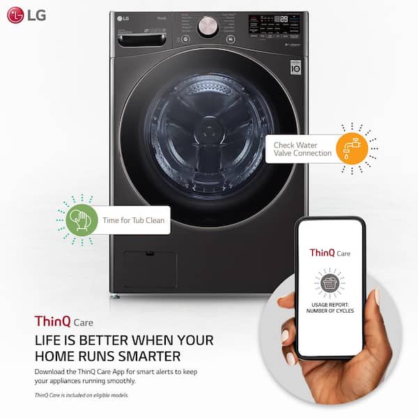 LG 4.5 Cu. Ft. High-Efficiency Stackable Smart Front Load Washer with Steam  and Built-In Intelligence Black Steel WM4000HBA - Best Buy