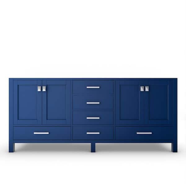 castellousa Yamyam 71 in. W x 21.75 in. D x 33 in. H Double Basin Bath Vanity Cabinet without Top in Matte Blue with Chrome Trim
