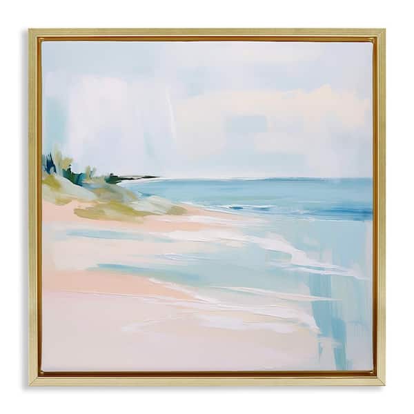 Stupell Industries Abstract Beach Edge by Irena Orlov Gold Floater Frame Abstract Graphic Art Print 18 in. x 18 in.