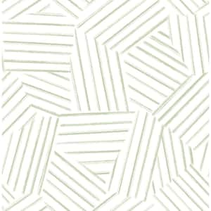 Helene Sage Green Geometric Lines Matte Paper Non-Pasted Wallpaper