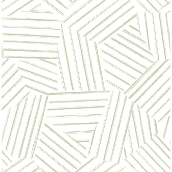 A-Street Prints Helene Sage Green Geometric Lines Matte Paper Non-Pasted Wallpaper