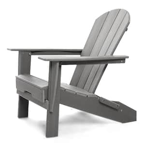 All Weather Gray Folding HDPE Plastic Adirondack Chair