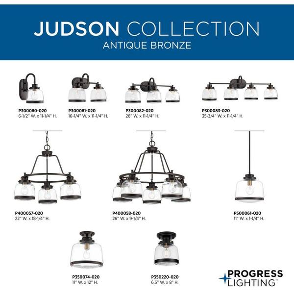 Progress Lighting Judson 3-Light Antique Bronze Farmhouse Chandelier