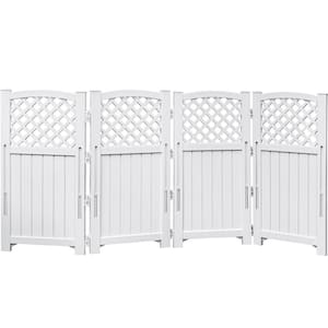 49.5 in. Polypropylene Garden Fence Privacy Screen with Ground Stakes White